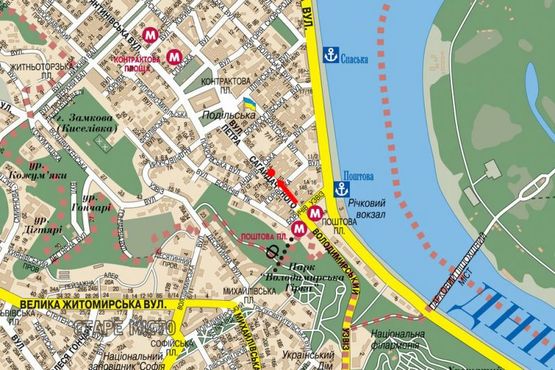 Схема рекламної площини за адресою Сагайдачного ул., 10, в сторону Контрактовая пл.