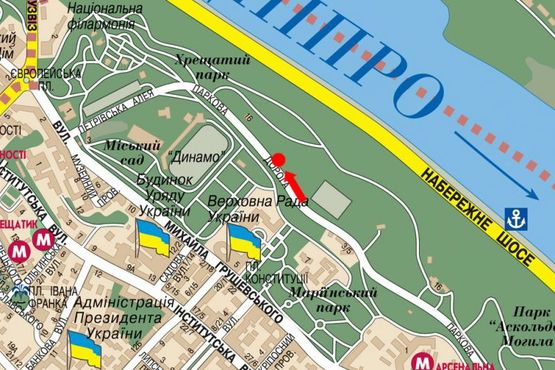 Схема рекламної площини за адресою Парковая дорога ул., возле ночного клуба "Данте парк", в сторону Европейская пл.