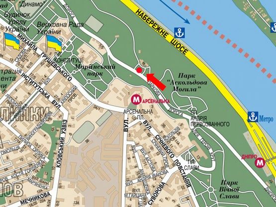 Схема рекламної площини за адресою Парковая дорога ул., 16, в сторону Европейская пл.