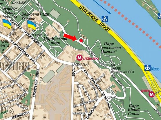 Схема рекламної площини за адресою Парковая дорога ул., 16, в сторону Первозванного пл.