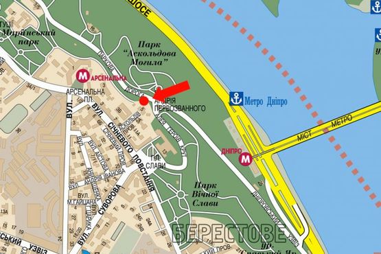 Схема рекламной плоскости по адресу Парковая дорога ул., 50 м от Первозванного пл., в сторону Грушевского ул.