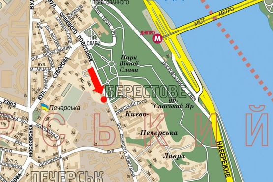 Схема рекламної площини за адресою Лаврская ул., 8, в сторону Цитадельной ул.