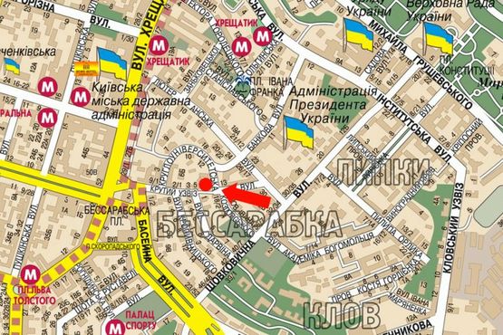 Схема рекламної площини за адресою Круглоуниверситетская ул., 16, в сторону Лютеранской ул.