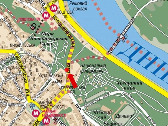 Схема рекламной плоскости по адресу Владимирский спуск, 100 м. от Европейской пл., в сторону Почтовая пл.