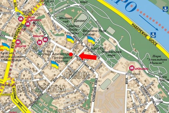 Схема рекламної площини за адресою Институтская ул., 20, в сторону Крещатик ул.