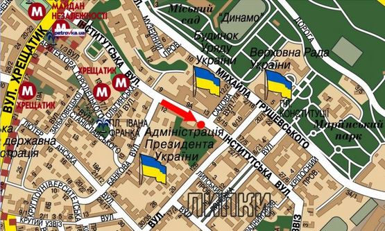 Схема рекламної площини за адресою Институтская ул., 16 / Садовая ул., в сторону Шелковичная ул.