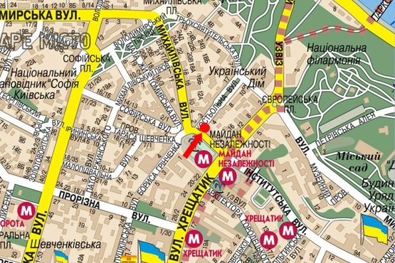 Схема рекламної площини за адресою Независимости пл., 2 / Костельная ул., в сторону Трехсвятительская ул.