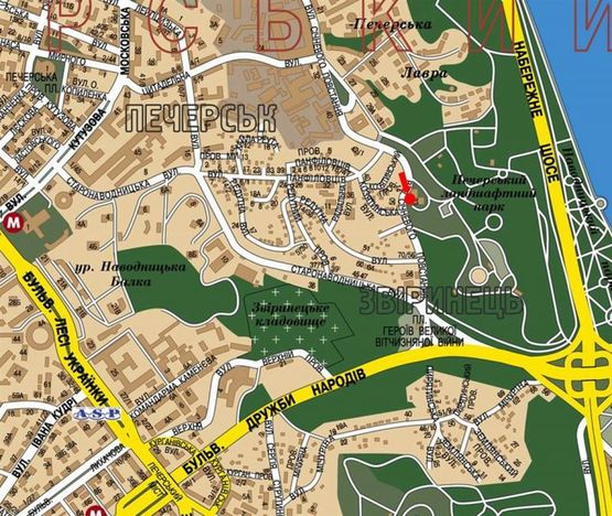 Схема рекламної площини за адресою Лаврская ул., 33, в сторону Дружбы народов бул.