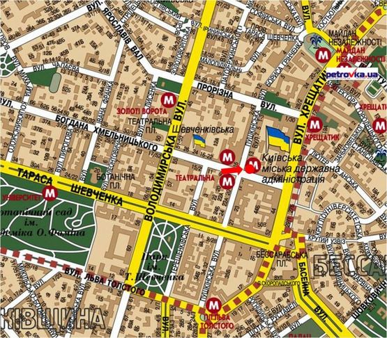 Схема рекламної площини за адресою Хмельницкого ул. / Пушкинская ул., на светофоре, в сторону Крещатик ул.