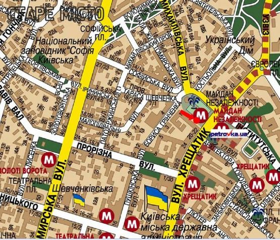 Схема рекламной плоскости по адресу Независимости пл., возле "Главпочтампт", в сторону Крещатик ул., №2