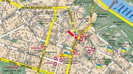 Схема рекламной плоскости по адресу Независимости пл., "Главпочтампт", в сторону Крещатик ул., №1