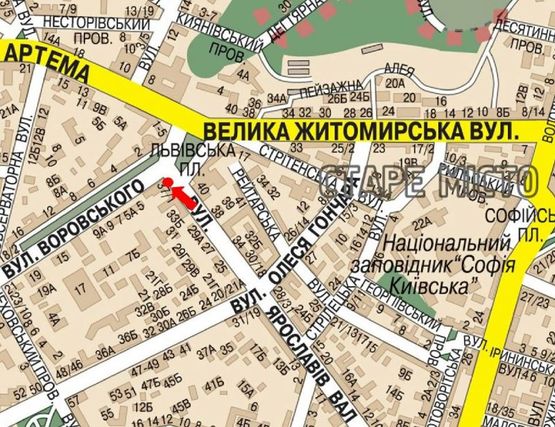 Схема рекламної площини за адресою Ярославов Вал ул., 37, в сторону Львовская пл.