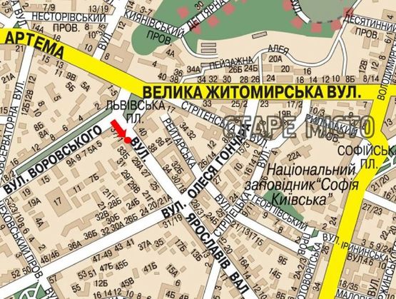 Схема рекламної площини за адресою Ярославов Вал ул., 35, в сторону Владимирская ул.