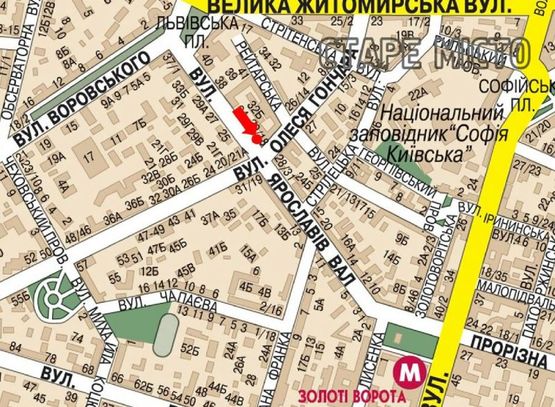 Схема рекламной плоскости по адресу Ярославов Вал ул., 30-А / Гончара ул., возле ресторана "Пена", в сторону Владимирская ул.