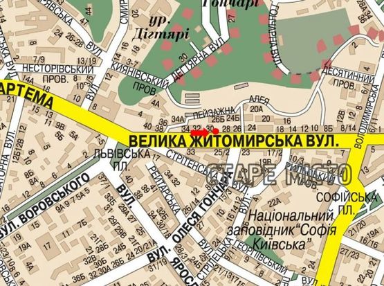 Схема рекламной плоскости по адресу Б. Житомирская ул., 30, в сторону Владимирская ул.