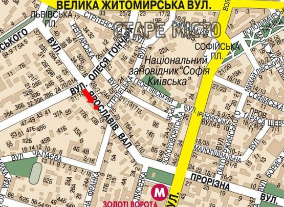 Схема рекламної площини за адресою Ярославов Вал ул., 15, напротив отеля "Radisson Blu", в сторону Владимирская ул.