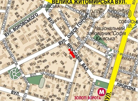 Схема рекламної площини за адресою Ярославов Вал ул., 17-А, напротив отеля "Radisson Blu", в сторону Львовская пл.