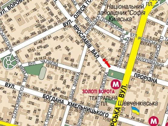 Схема рекламної площини за адресою Ярославов Вал ул., 8, возле ресторана "Евразия", в сторону Львовская пл.