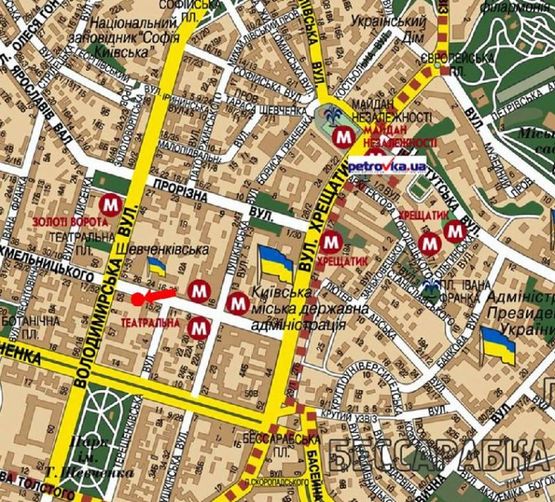 Схема рекламної площини за адресою Хмельницкого ул., 15, напротив ресторана "Рукола", в сторону Владимирская ул.