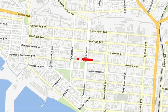 Схема рекламної площини за адресою Дюмина ул., возле гостиницы "Бердянск"