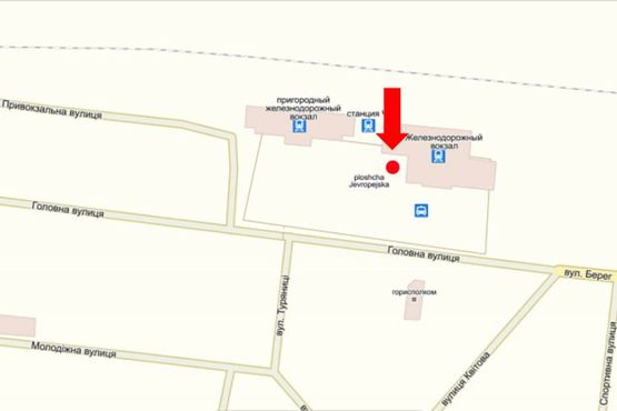 Схема рекламної площини за адресою Привокзальная пл., возле "Международного" вокзала