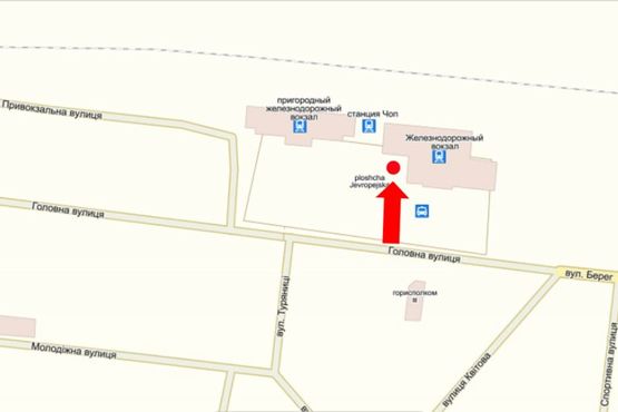 Схема рекламної площини за адресою Привокзальная пл., возле "Международного" вокзала