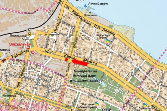 Схема рекламной плоскости по адресу Яворницкого пр. (бывш. Маркса пр.), 115-113