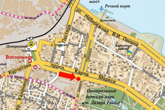 Схема рекламной плоскости по адресу Яворницкого пр. (бывш. Маркса пр.), 115-113