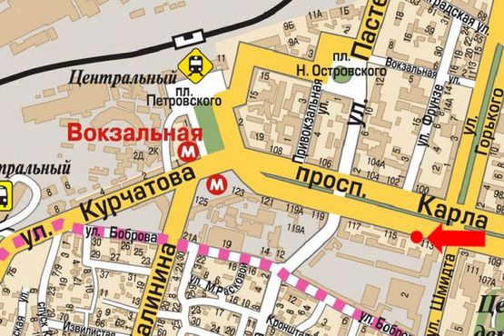 Схема рекламної площини за адресою Яворницкого пр. (бывш. Маркса пр.), 113