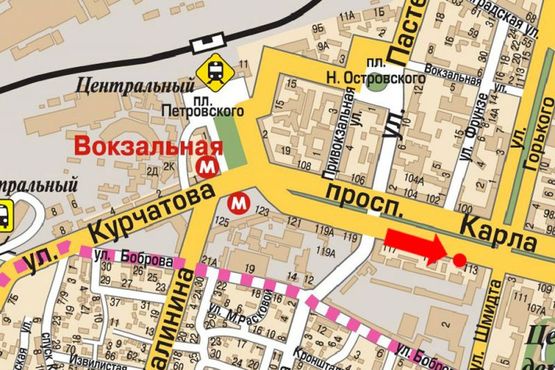 Схема рекламной плоскости по адресу Яворницкого пр. (бывш. Маркса пр.), 113