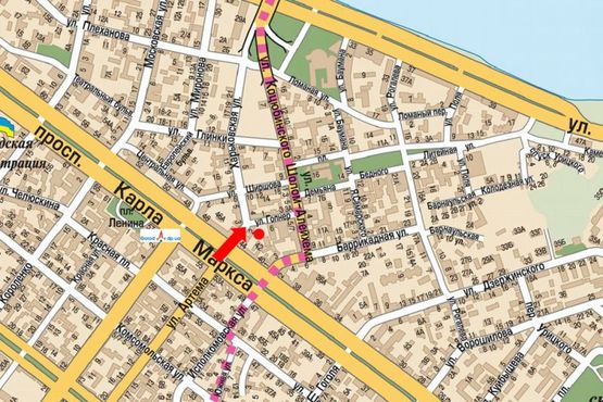 Схема рекламной плоскости по адресу Харьковская ул., 2 / Магдебургского права ул. (бывш. Гопнер ул.), напротив магазина "Цитрус"