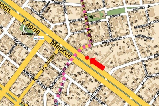 Схема рекламної площини за адресою Яворницкого пр. (бывш. Маркса пр.), 36