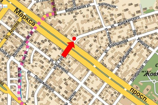 Схема рекламної площини за адресою Вернадского ул. (бывш. Дзержинского ул.), 1-3 / Яворницкого пр. (бывш. Маркса пр.), банк "KredoBank"