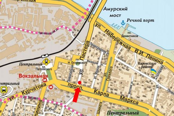 Схема рекламной плоскости по адресу Пастера ул., 2 / Яворницкого пр. (бывш. Маркса пр.)