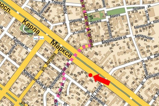 Схема рекламной плоскости по адресу Яворницкого пр. (бывш. Маркса пр.), 41, на углу дома