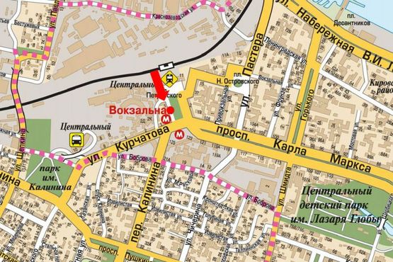Схема рекламной плоскости по адресу Вокзальная пл. (бывш. Петровского пл.), ст. м. "Вокзальная", магазин "Prostor"