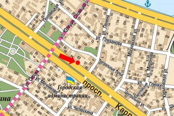 Схема рекламної площини за адресою Яворницкого пр. (бывш. Маркса пр.), 60Д, ТРЦ "Галерея"