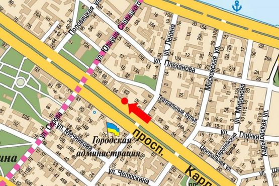 Схема рекламной плоскости по адресу Яворницкого пр. (бывш. Маркса пр.), 60Д, ТРЦ "Галерея"