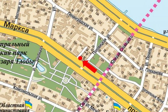 Схема рекламной плоскости по адресу Яворницкого пр. (бывш. Маркса пр.), 74