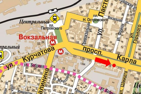 Схема рекламної площини за адресою Яворницкого пр. (бывш. Маркса пр.), 113