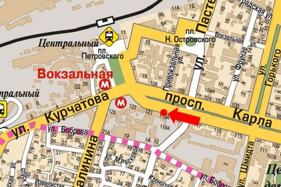 Схема рекламної площини за адресою Яворницкого пр. (бывш. Маркса пр.), 119, напротив "Аптека низких цен"