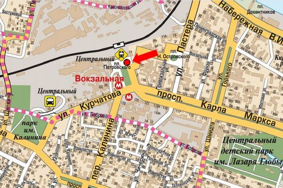 Схема рекламной плоскости по адресу Привокзальная ул. / Вокзальная пл. (бывш. Петровского пл.)