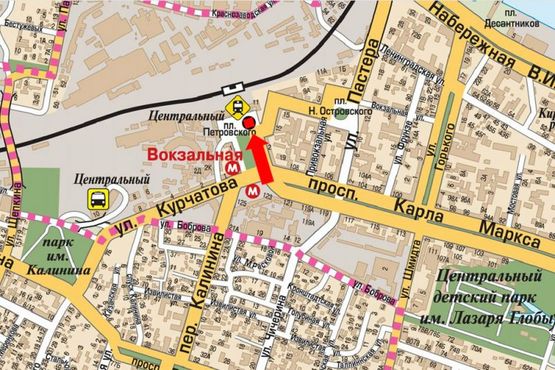 Схема рекламної площини за адресою Привокзальная ул. / Вокзальная пл. (бывш. Петровского пл.)