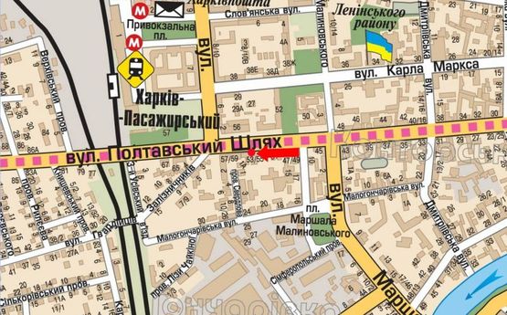 Схема рекламной плоскости по адресу Полтавский шлях, 53, возле магазина "Киевстар"