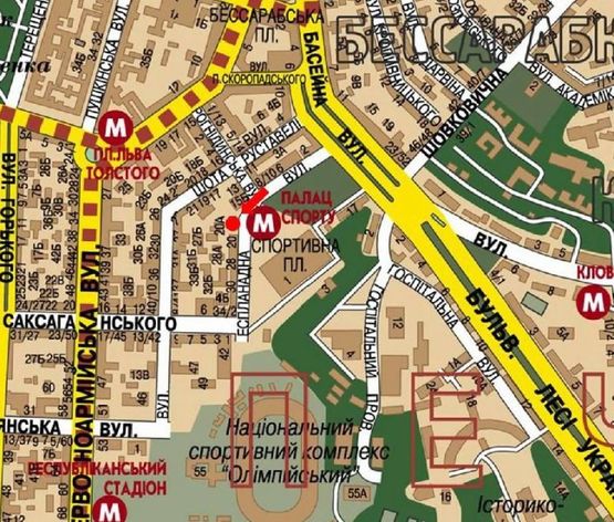 Схема рекламної площини за адресою Эспланадная ул., 20, ст. м. "Дворец спорта", возле ТЦ Гулливер, в сторону Саксаганского ул.