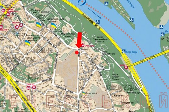 Схема рекламної площини за адресою Московская ул., ст. м. "Арсенальная", в сторону ст. м. "Печерская"