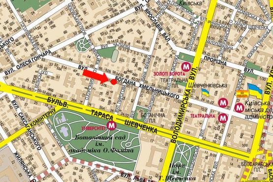 Схема рекламной плоскости по адресу Хмельницкого ул., 37А, в сторону Владимирская ул.