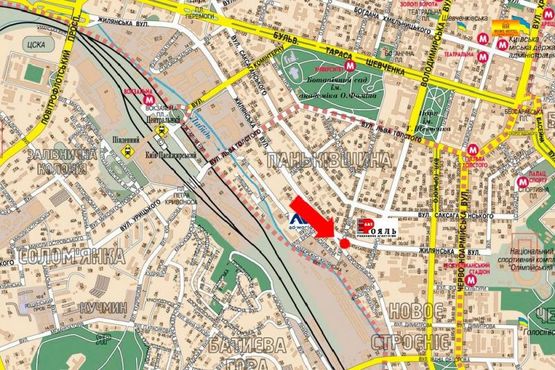 Схема рекламной плоскости по адресу Жилянская ул., 40/52 / Тарасовская ул., в сторону центра