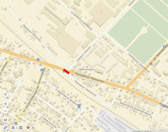 Схема рекламной плоскости по адресу Руська  - Херсонська -  Зелена