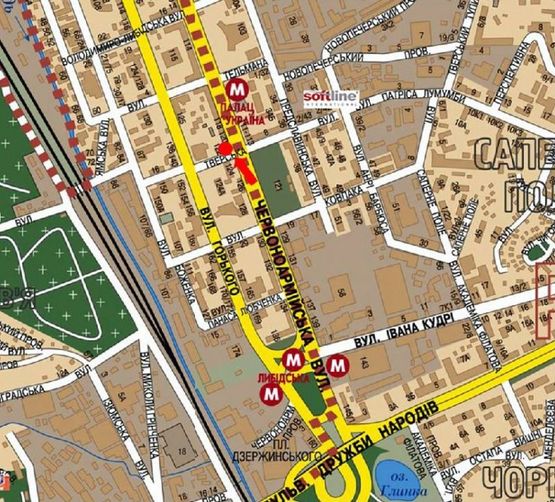 Схема рекламної площини за адресою Б. Васильковская ул. (бывш. Красноармейская ул.), 122 / Тверская ул., в сторону Крещатик ул.